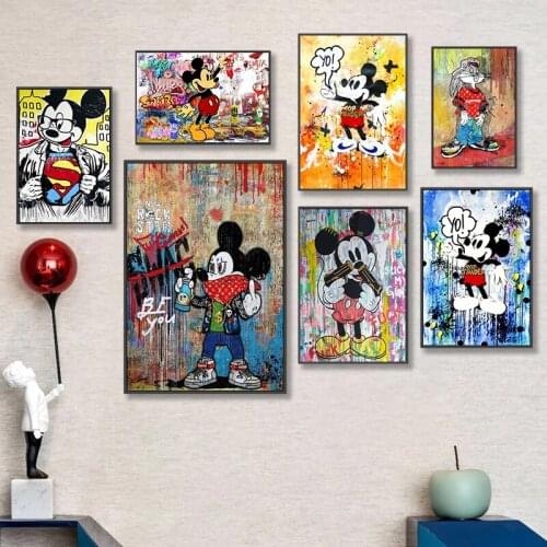 Disney Full Round Drill 5D Diamond Painting Disney Graffiti Street Art Mickey Mouse Diamond Embroidery Mosaic Home Decoration