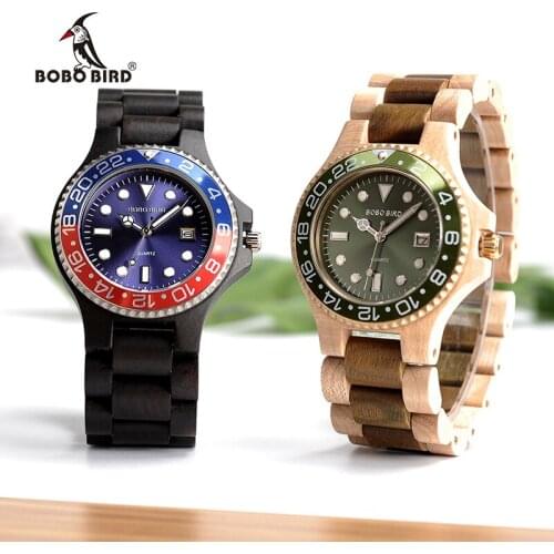 BOBO BIRD Luxury Brand Wooden Quartz Watches With Sparkling Calendar Display Mens Watch Top Brand Wristwatch relogio C-O25