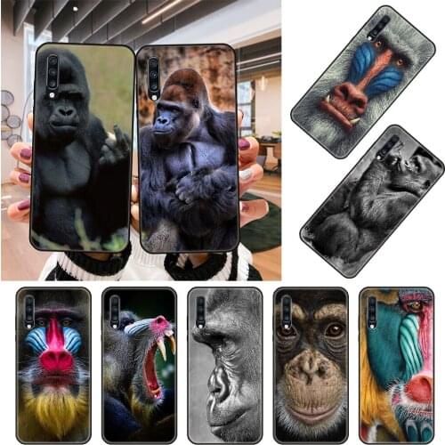 Phone Case For Samsung Galaxy A71 A51 A70 A50 A40 A30 A10 A20 E S Black Cover Funda Tpu Coque Soft Long-faced Animal Gorilla