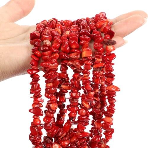 Red Coral Irregular Freeform Chip Gravel Beads Natural Stone For Jewelry Making Bracelets Necklace Charm Accessories 3-5-8 mm