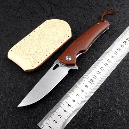 Pocket M390 Blade Flax Handle Ball Bearing Camping Sharp Outdoor Survival Hunting Self-defense EDC Tool Fruit Folding Knife