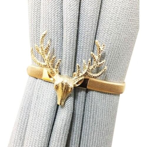 Beautiful Curtain Clip High Elasticity Anti-rust Metal Elk Leaves Curtain Tieback for Home Fadeless Angel Elk Curtain Holder