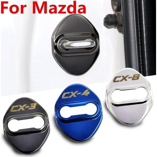 FLYJ 4PCS Car Door Lock Buckle cover car accessories interior Door Lock cover protector For Mazda CX-3 CX-4 CX-5 CX-7 CX-8 CX-9
