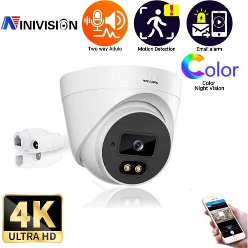 4K IP full color camera POE Camera Dome Face Detection Indoor Two-way Audio P2P Remote View CCTV Video Surveillance System