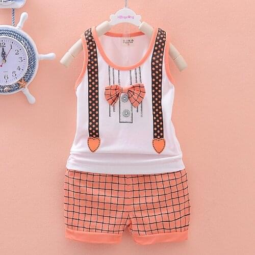 Summer Baby Clothes Fashion Boys Girls Clothing Infant Cotton Vest Shorts 2pcs/sets Kids Costume Children Casual Sport Suits