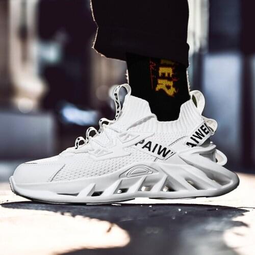 2021 New Men Mesh Sneakers Breathable Running Shoes Outdoor Sport Fashion Comfortable Gym Mens Light Soft Thick Sole Hole Shoes