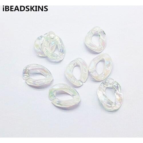 New arrival! 23x17mm 200pcs Clear Double Color Aurora effect Chain Beads for Earrings parts,hand Made DIY Jewelry Findings