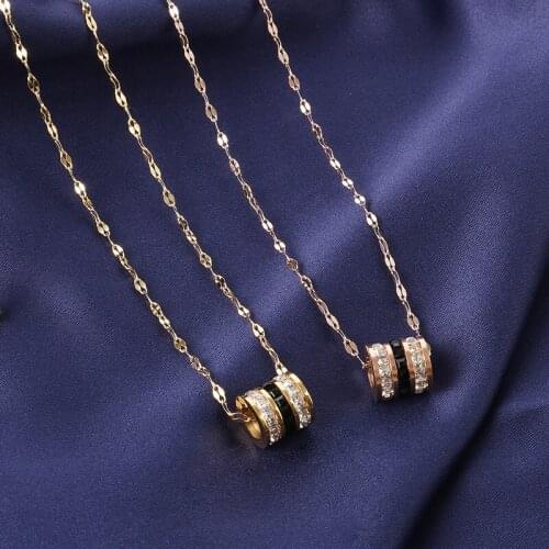 Rose gold titanium steel necklace, Transport beads clavicle necklace, Do not fade