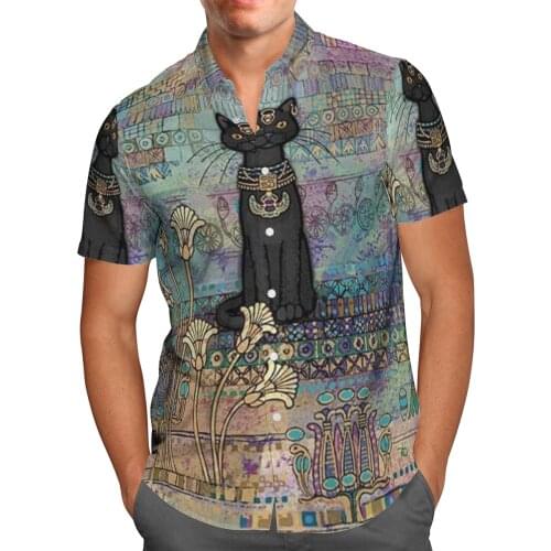 Black Cat 3D Printing Beach Hawaiian 2021 Summer Shirt Short Sleeve Shirt Streetwear Oversized 5XL Camisa Social Chemise Homme