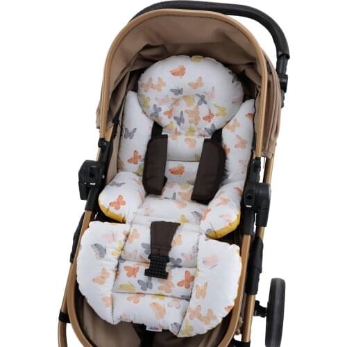 Jaju Baby Handmade, Double Sided, Yellow Butterfly Fabric Baby Stroller Cushion