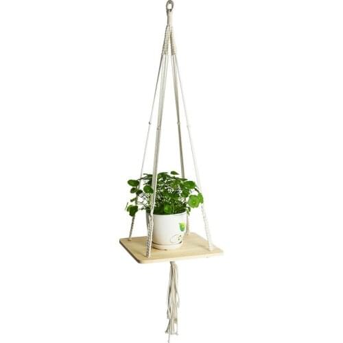 Macrame Hanging Planter Basket Wall Handmade Plant Hanger Pot Indoor Purl Edging And Wood Bead Party Wedding Home Decor