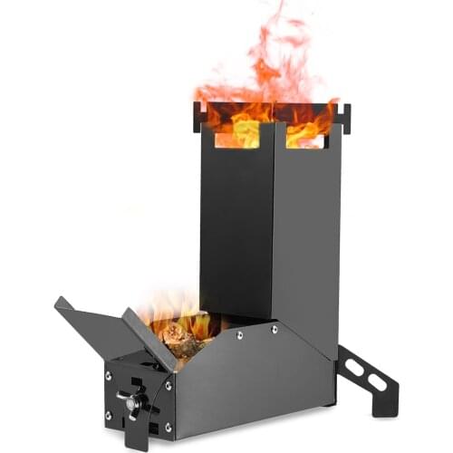 Portable Wood Stove Firewoods Outdoor Stove Cooking Burner Titanium Coating Stainless Steel Picnic Camping Rocket Stove