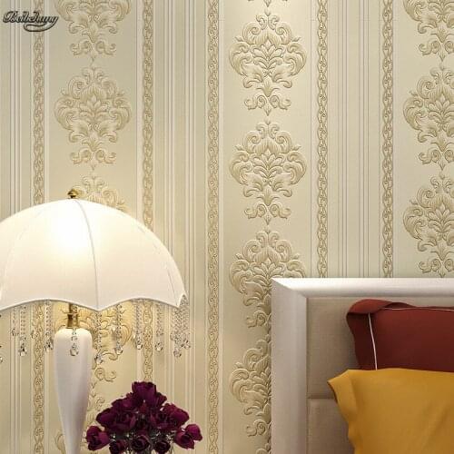 Beibehang Simple European style Shutiao non-woven warm bedroom living room TV wall thickening wallpaper 3D background