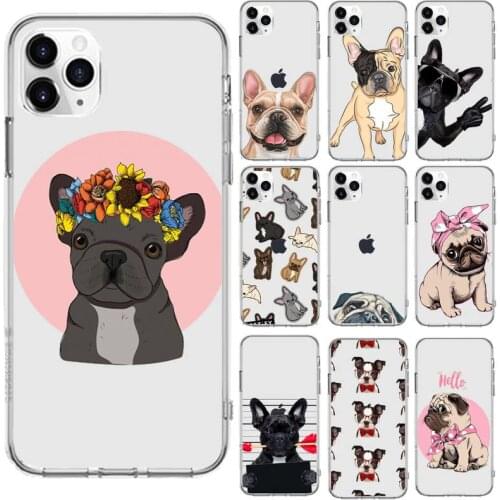 Hot French Bulldog Dog Phone Case Transparent for iPhone 6 7 8 11 12 s mini pro X XS XR MAX Plus cover funda shell