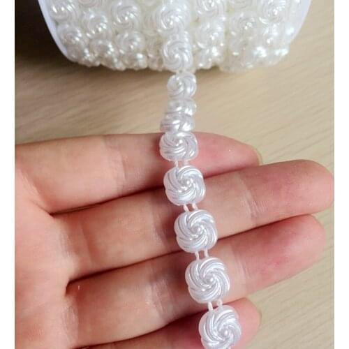 DIY 2 yard 10.5mm Four Leaf Clover Flat-back Pearl lace Beaded Handmade DIY Costume Dress Sewing Supplies Craft