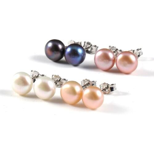 100% Natural Pearl Stud Earrings Genuine Natural Freshwater Pearls Earring Exquisite Jewelry Gifts for Women 4 Colors Wholesale