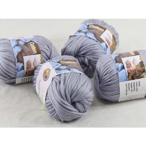 Sale 4 Ball x 50g Super Soft Pure Cotton Chunky Shawl Hand Knitting Womens Yarn Grey 422-20-4