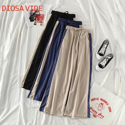 Autumn new loose fashion high-waist casual pants women are thin wild small legs thick straight legs wide-leg pants