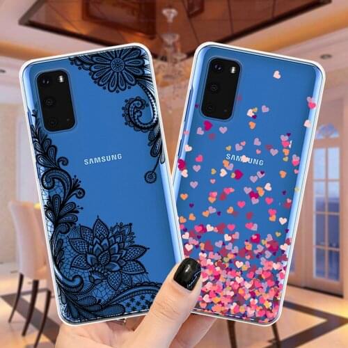 Peony Flower Case For Samsung S20 Plus Ultra S8 S9 S10 Plus 5G S10E Note 20 10 Lite Pro Loves Lace Floral Silicone Back Cover