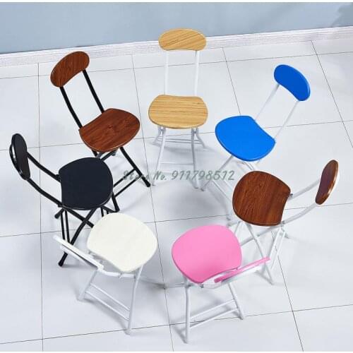 Portable outdoor home space-saving adult strong net red bathroom makeup folding stool backrest simple computer chair