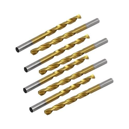 5.8mm Drilling Diameter Titanium Plated Straight Shank Twist Drill Bit 10pcs