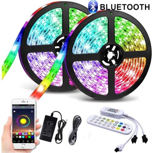 LED Strip light RGB IC 5050 Strip Lights 12V Rainbow Effect Color Changing Strip Light ws2811 Bluetooth-compatible Music tape