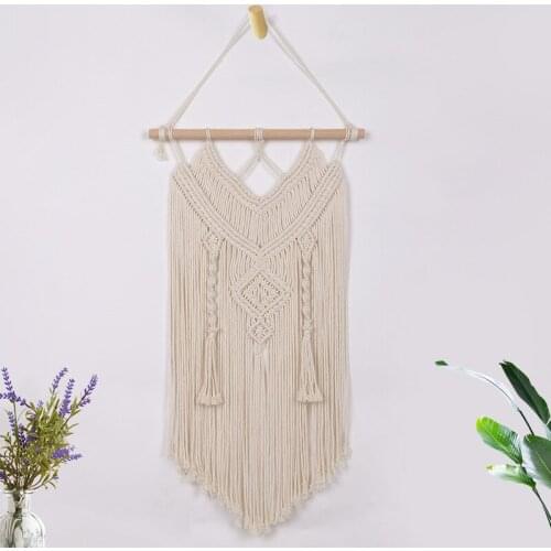 Macrame Woven Tapestry Wall Hanging Boho Chic Bohemian Room Geometric Tapestry Art Beautiful Apartment Dorm Room Decoration