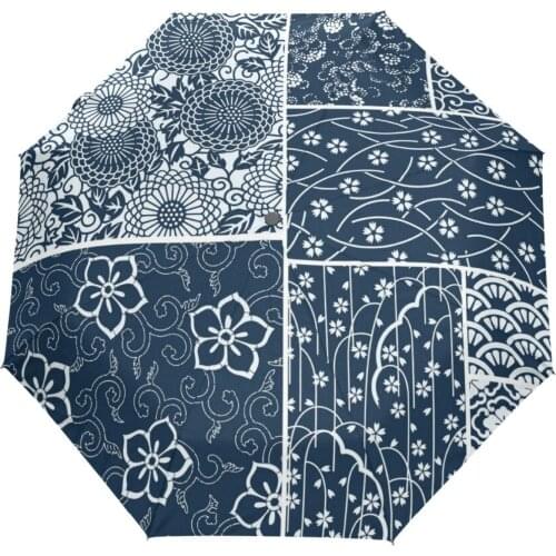 Vintage Floral Ethnic Style Rain Umbrella Womens Automatic Windproof Umbrella Foldable Girl Flower Umbrellas