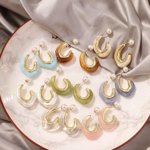 FNIO Dangle Drop Resin Earrings for Women Wedding Bridal Party Korean Earrings Statement Jewelry