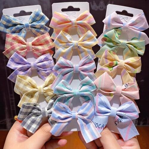 5 Pcs/Set Baby Hair Clips For Girls Bows Kids Hairpin Dot Lattice Printed Children Barrettes Clips Baby Girl Hair Accessories