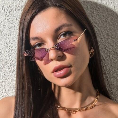 ONEVAN 2021 Butterfly Sunglasses Women Rimless Eyewear Women/Men Luxury Brand Glasses Shades for Women Wholesale Gafas De Sol