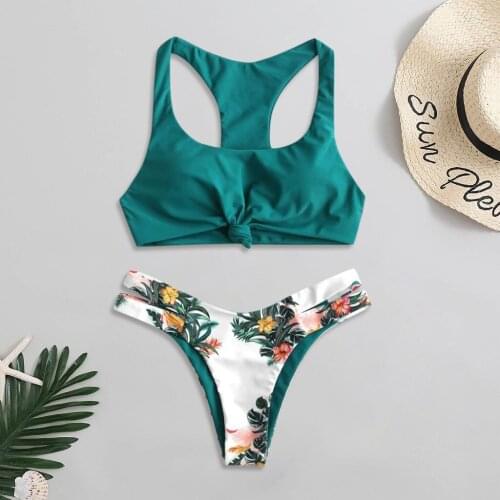 Women Swimsuit 2020 Summer Cut Out Bathing Suit Push Up pad thong Bikini Print Swimwear Beach Wear Biquini Maillot De Bain femme