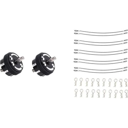 10Pcs RC Car Body Shell Clips R Pins Anti-Lost Rope With 2Pcs Metal Differential Case Set