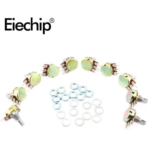 10pcs WH148 Potentiometer Linear 15mm B1K B2K B5K B10K B20K B50K B100K B250K B500K B1M Shaft With Nuts And Washers 3pin