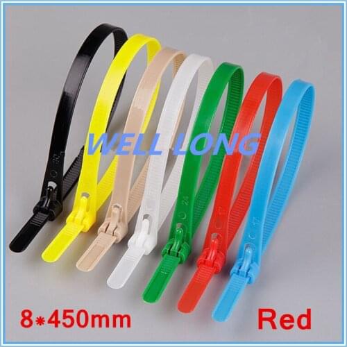 100pcs/lot 8*450mm Red, Color Nylon Cable Ties, Cable Ties,Cable Ties Reusable