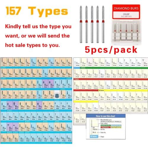 20 Boxes (100pcs) Dental Diamond Burs Fit High Speed Handpiece Medium FG 1.6mm 157 Types