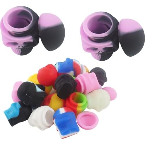 20pcs 3ml Mini Silicone Concentrate Container Skull Shape Colorful Jar Wax Oil Soft Box Non Stick Dab Tank