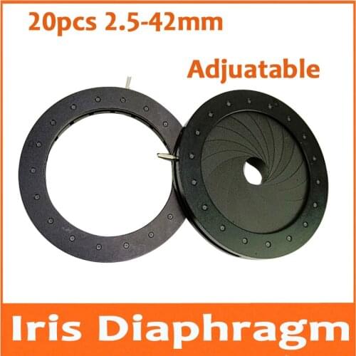 20pcs 2.5-42mm Digital Camera Microscope Concentrator Adjustable Zoom Iris Diaphragm Aperture Condenser with 18pcs Blades