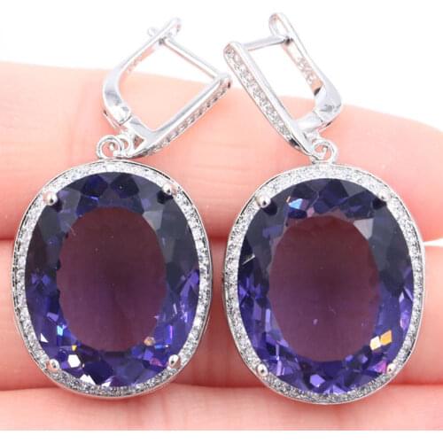 53x22mm Multi Color Created Pink Tourmaline Citrine Peridot CZ For Sister Daily Wear Silver Earrings Wholesale Drop Shipping