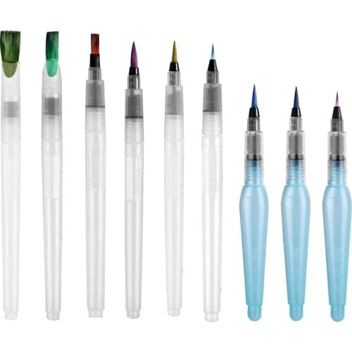 9pcs Portable Markers Paint Brush Water Color Brush Watercolor Pen Brush Painting Pen for Beginner Painter Drawing Art Supplies