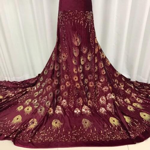 2021 Latest Velvet Sequins Lace Fabric French Nigerian Lace High Quality African Lace Fabric With Sequins For Wedding J4304
