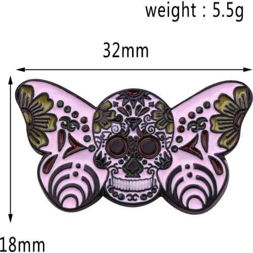 Butterfly Brooches Sugar Skull Enamel Pins Creative Moth Insect Flower Nature Lapel Pin Badge moth brooch horror goth accessory