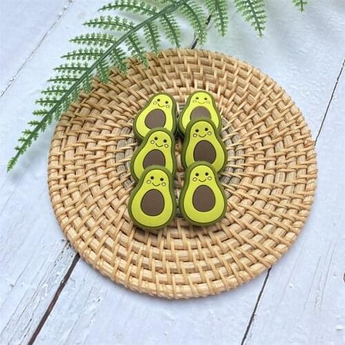 10PCS Silicone Avocado Beads DIY Baby Teether Shower Cartoon Necklace Chewing Pacifier Dummy Sensory Toy Accessories