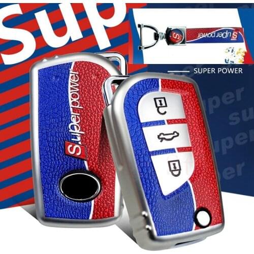 For Toyota RAV4 Corolla camry Highlander Car Key Cover Key Case Set Shell Leather Grain Protective fashion keychain key holder