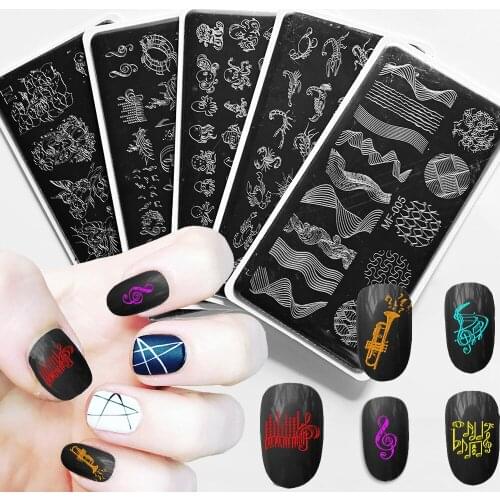 1sheet Steel Nail Art Hot Stamping Plates Template Animal Flower Geometric Pattern Design Stainless Printing Mould Tool#12*6cm