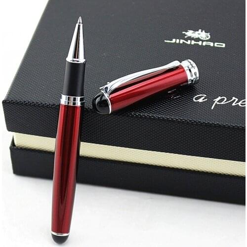 JINHAO 750 unique Dark Red Golden Trim colours Roller ball Pen black ink refills luxury writing gift pens New Arrival