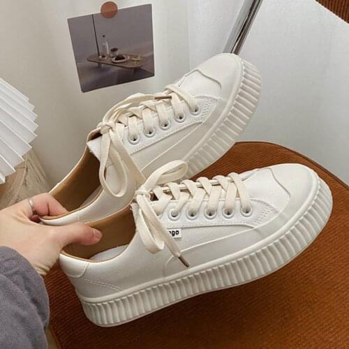 White Sneakers Women Canvas Shoes 2021 Fashion Creepers Basket Femme Casual Platform Shoes Ladies Vulcanized Shoe Tenis Feminino