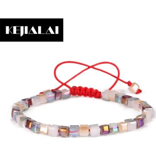 KEJIALAI Fashion Glass Crystal Beaded Bracelets Rope Distance Bracelet Femme For Little Girls Women Gift Handmade Wrap Jewelry