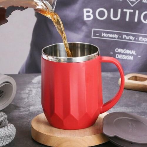 Creative contracted 304 stainless steel sealed with cover mug ins office home insulation cup coffee lovers