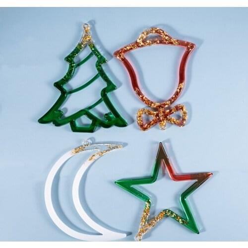 Crystal Epoxy Resin Mold Christmas Listed Decor Pendant Casting Silicone Mould DIY Crafts Jewelry Making Tools
